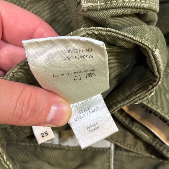 Reformation Utility Ankle Pants Army Green Surplus Fabric High Waist Womens 25 - Picture 9 of 10